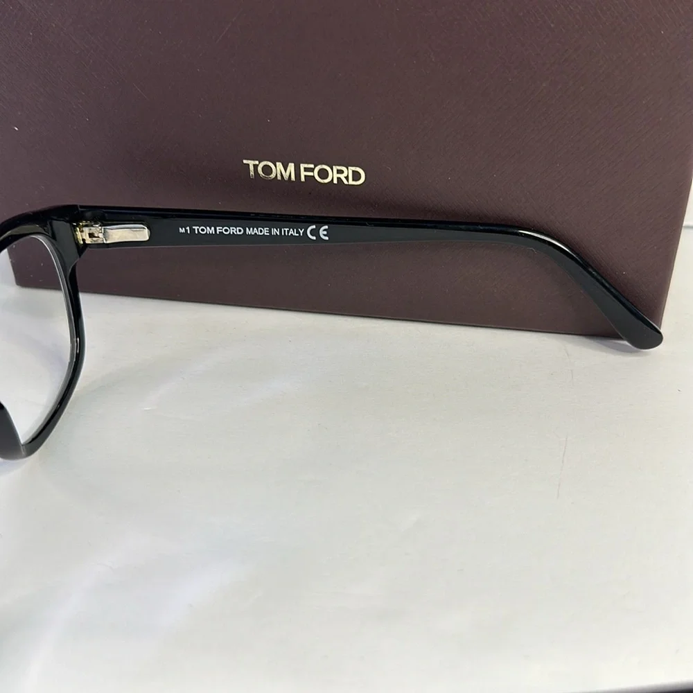 New - Authentic Tom Ford TF5808-B 001 Eyeglasses Men's Shiny Black/Blue Block …